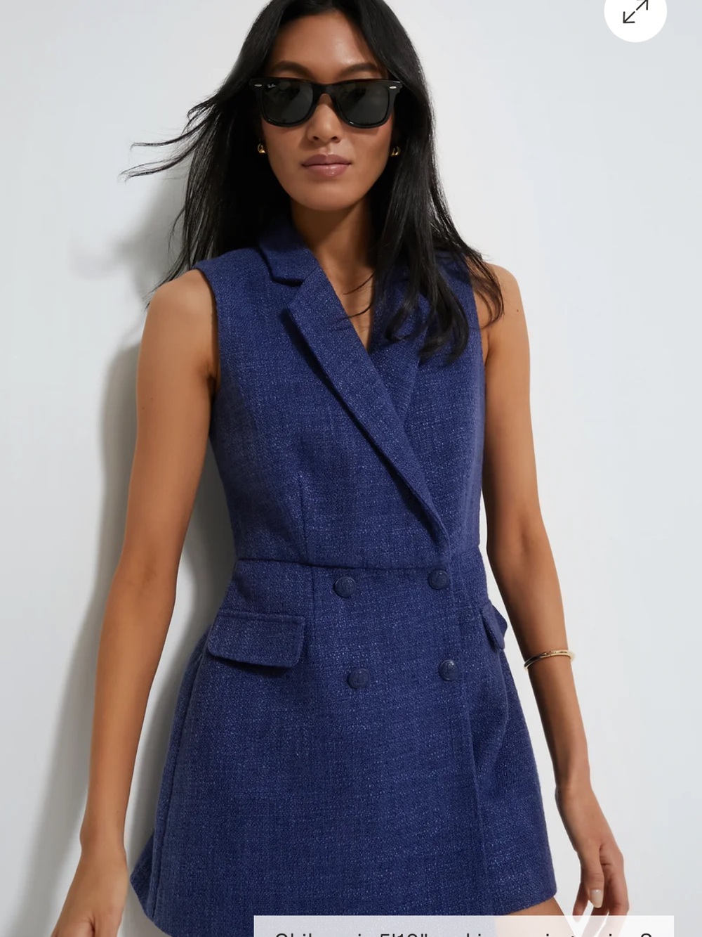 Tuckernuck Sleeveless Blue Blazer Romper medium